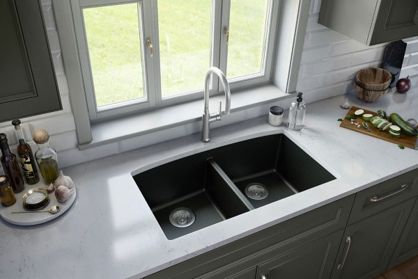 MSI Undermount Quartz Composite 32 1/2 in  x  19 1/2 in Double Bowl