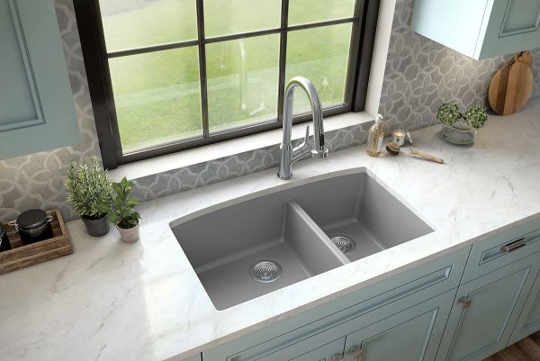 MSI Undermount Quartz Composite 32 1/2 in  x  19 1/2 in Double Bowl