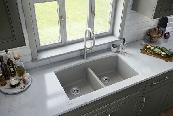 MSI Undermount Quartz Composite 32 1/2 in  x  19 1/2 in Double Bowl