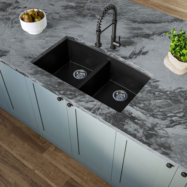 MSI Undermount Quartz Composite 32 1/2 in  x  19 1/2 in Double Bowl