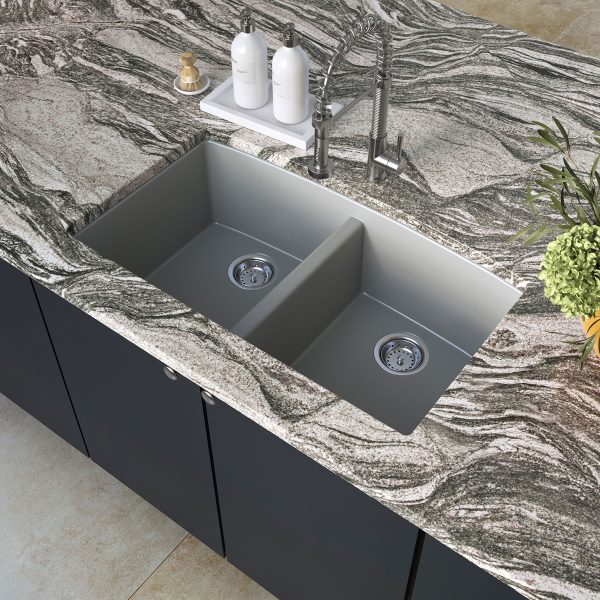 MSI Undermount Quartz Composite 32 1/2 in  x  19 1/2 in Double Bowl