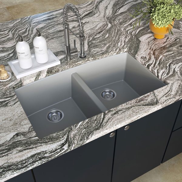 MSI Undermount Quartz Composite 32 1/2 in  x  19 1/2 in Double Bowl