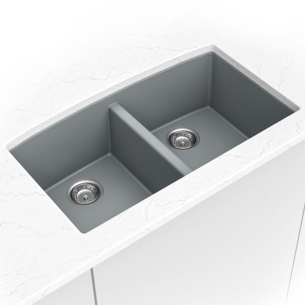 MSI Undermount Quartz Composite 32 1/2 in  x  19 1/2 in Double Bowl