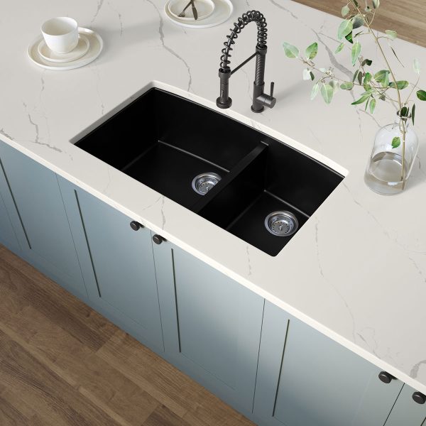 MSI Undermount Quartz Composite 32 1/2 in  x  19 1/2 in Double Bowl