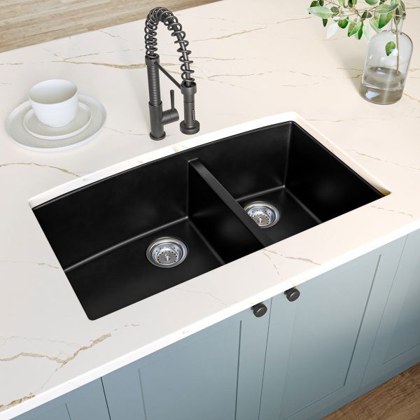 MSI Undermount Quartz Composite 32 1/2 in  x  19 1/2 in Double Bowl