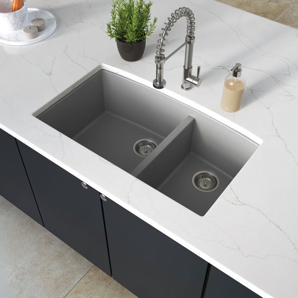 MSI Undermount Quartz Composite 32 1/2 in  x  19 1/2 in Double Bowl