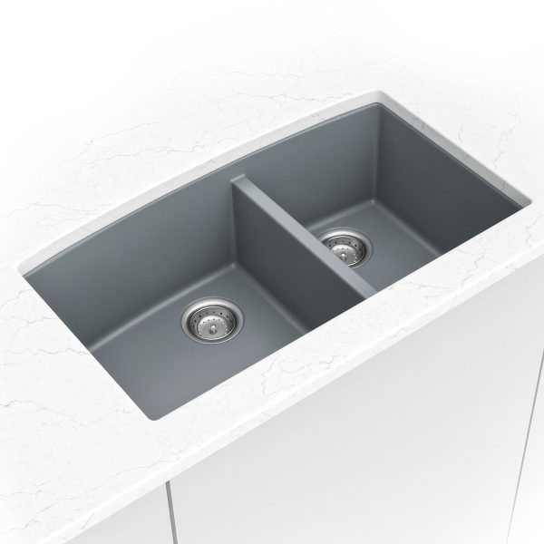 MSI Undermount Quartz Composite 32 1/2 in  x  19 1/2 in Double Bowl