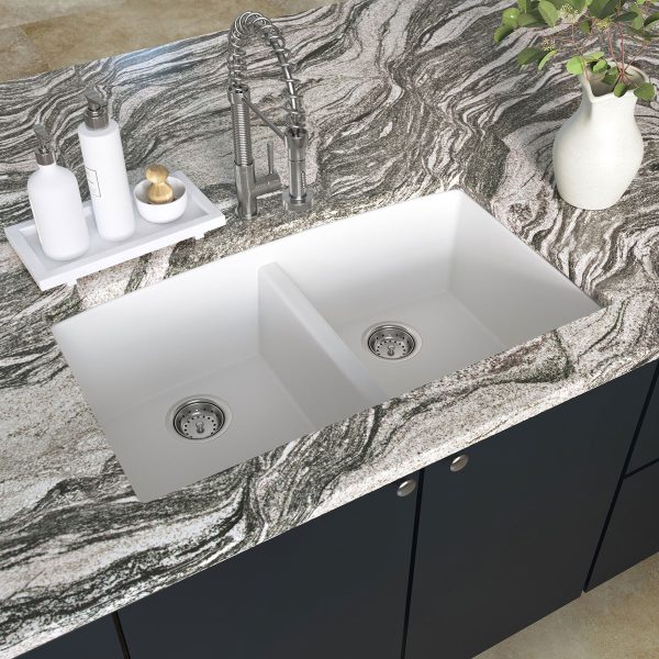 MSI Undermount Quartz Composite 32 1/2 in  x  19 1/2 in Double Bowl
