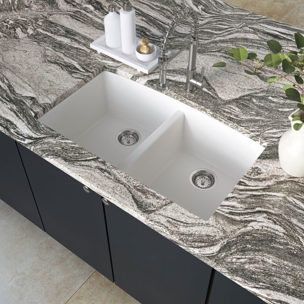 MSI Undermount Quartz Composite 32 1/2 in  x  19 1/2 in Double Bowl