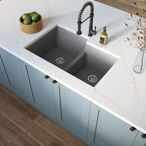 MSI Undermount Quartz Composite 32  x 21 1/4 in Double Bowl