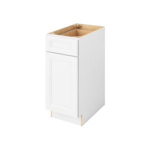 Monaco - 15" Base Cabinet, 1 Door-1 Drawer, 1 Shelf in White MWH-B15