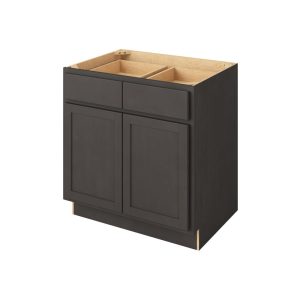 Hudson - 33" Base Cabinet, 2 Doors-2 Drawers, 1 Shelf in Slate HSL-B33