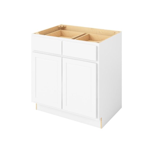 Hudson - 33" Base Cabinet, 2 Doors-2 Drawers, 1 Shelf in White HWH-B33