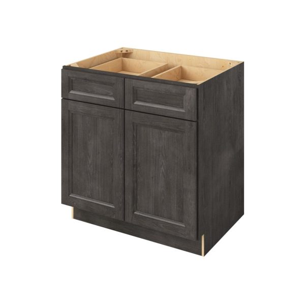 Monaco - 33" Base Cabinet, 2 Doors-2 Drawers, 1 Shelf in Slate MSL-B33