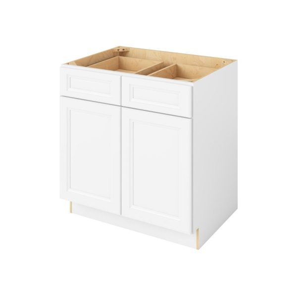 Monaco - 33" Base Cabinet, 2 Doors-2 Drawers, 1 Shelf in White MWH-B33