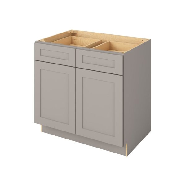 Cooper - 36" Base Cabinet, 2 Doors-2 Drawers, 1 Shelf in Grey CGR-B36