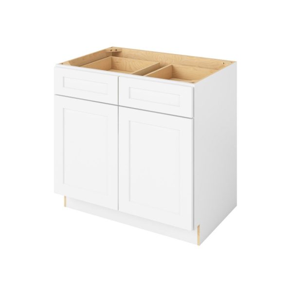 Cooper - 36" Base Cabinet, 2 Doors-2 Drawers, 1 Shelf in White CWH-B36