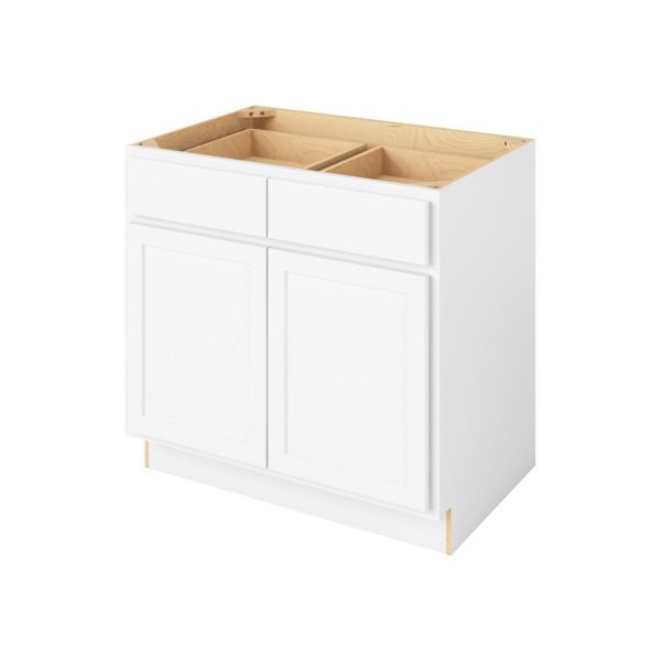 Hudson - 36" Base Cabinet, 2 Doors-2 Drawers, 1 Shelf in White HWH-B36