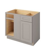 Cooper - 42"- 45" Universal Blind Base Cabinet, 1 Door-1 Drawer, 1 Shelf in Grey 45U-CGR-BBC42
