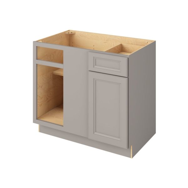 Monaco - 42"- 45" Universal Blind Base Cabinet, 1 Door-1 Drawer, 1 Shelf in Grey 45U-MGR-BBC42