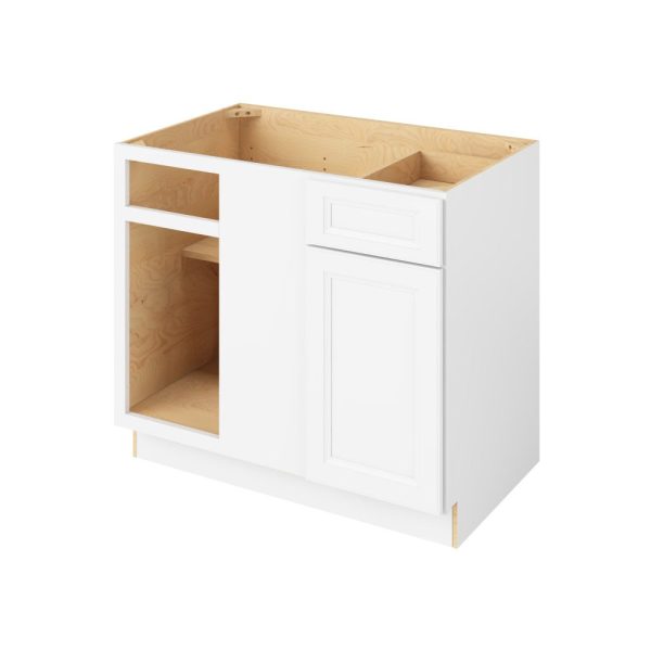 Monaco - 42"- 45" Universal Blind Base Cabinet, 1 Door-1 Drawer, 1 Shelf in White 45U-MWH-BBC42