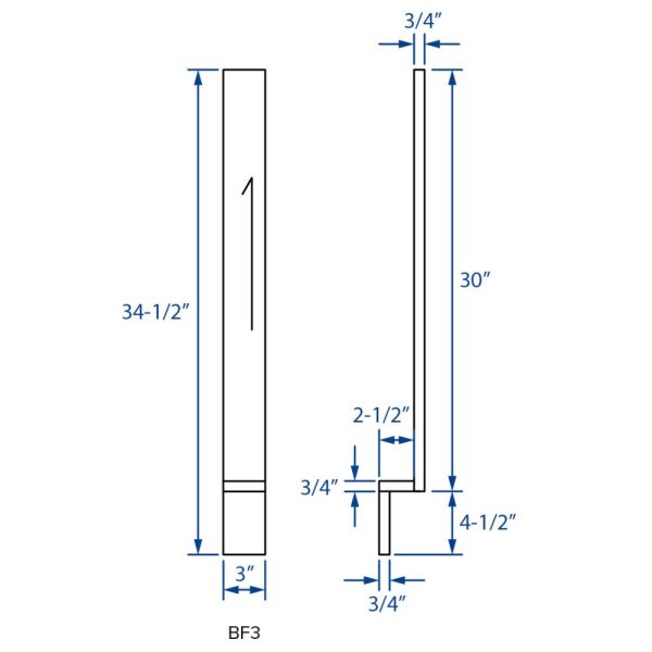 Cooper, Hudson, Monaco - 3" W x 34-1/2" H x 3/4" T Base Filler - in Grey PGRY-BF3