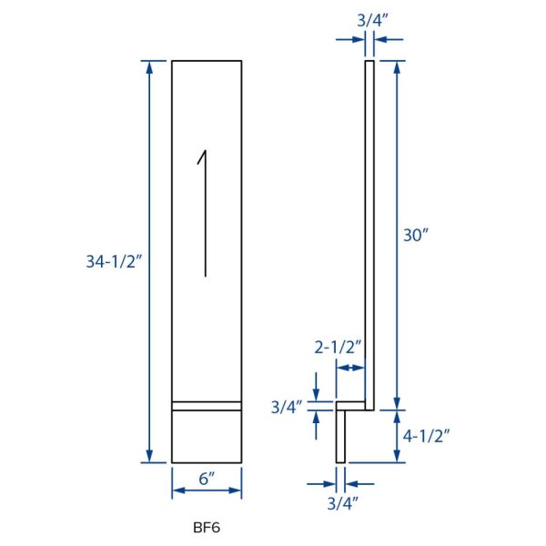 Cooper, Hudson, Monaco - 6" W x 34-1/2" H x 3/4" T Base Filler - in Grey PGRY-BF6