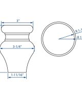Cooper, Hudson, Monaco - 3-1/4" W x 4-1/2" H x 3-1/4" D Bun Foot - in Grey PGRY-BUNFOOT