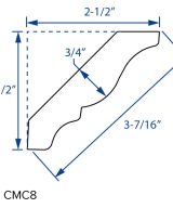 Cooper, Hudson, Monaco - 3-7/16" H 96" L x 3/4" T Crown Moulding Classic - in Espresso ESP-CMC8