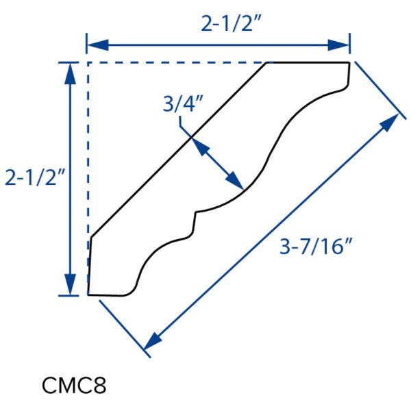 Cooper, Hudson, Monaco - 3-7/16" H 96" L x 3/4" T Crown Moulding Classic - in Espresso ESP-CMC8
