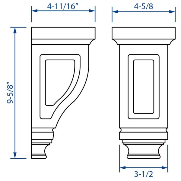 Cooper, Hudson, Monaco - 4-5/8" W x 9-5/8" H x 4-11/16" D Corbel - Basic - in Espresso B-ESP-CORBEL