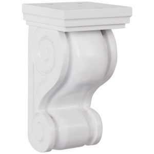 Cooper, Hudson, Monaco - 3-3/4" W x 7" H x 3-3/4" D Corbel - Classic Scroll - in White S-PWH-CORBEL