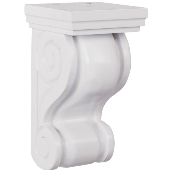 Cooper, Hudson, Monaco - 3-3/4" W x 7" H x 3-3/4" D Corbel - Classic Scroll - in White S-PWH-CORBEL
