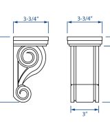 Cooper, Hudson, Monaco - 3-3/4" W x 7" H x 3-3/4" D Corbel - Classic Scroll - in Slate S-SL-CORBEL