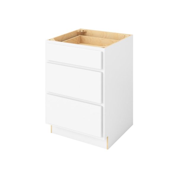 Hudson - 24" Three Drawer Base in White 3-HWH-DB24