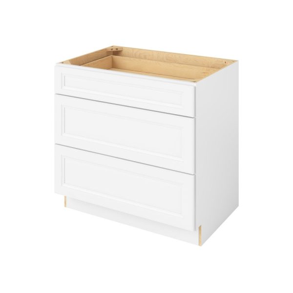 Monaco - 36" Three Drawer Base in White 3-MWH-DB36