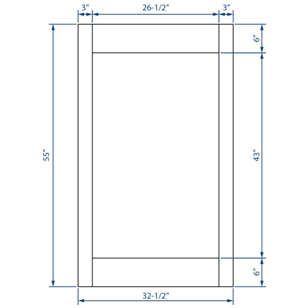 Cooper, Hudson, Monaco - 32-1/2" W x 55" H x 3/4" D Double Oven Panel Overlay - in Slate SL-OVD33P