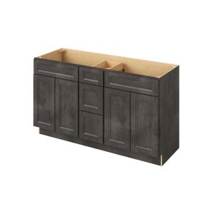 Monaco - 60" Vanity Combo Sink Three Drawers, 4 Doors-3 Drawers-2 False Fronts in Slate 3-MSL-VCDB60