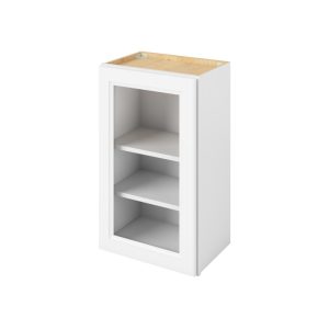 '- 18" x 30" Wall Cabinet with Glass Door and Matching Interior, 1 Door, 2 Shelves in White MWH-W1830MI