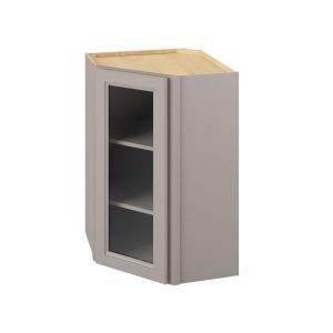 Monaco - 24" x 36" Wall Diagonal Cabinet with Glass Door and Matching Interior, 1 Door, 2 Shelves in Grey MGR-WDC2436MI