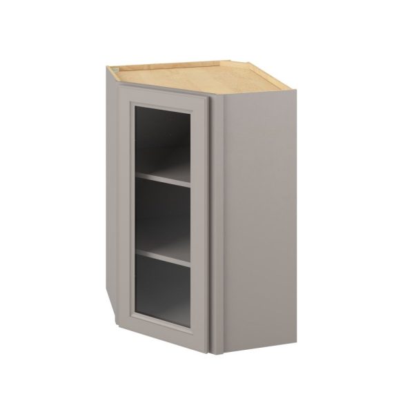 Monaco - 24" x 36" Wall Diagonal Cabinet with Glass Door and Matching Interior, 1 Door, 2 Shelves in Grey MGR-WDC2436MI