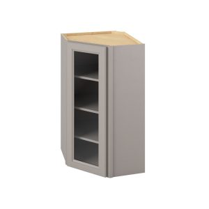 Monaco - 24" x 42" Wall Diagonal Cabinet with Glass Door and Matching Interior, 1 Door, 3 Shelves in Grey MGR-WDC2442MI