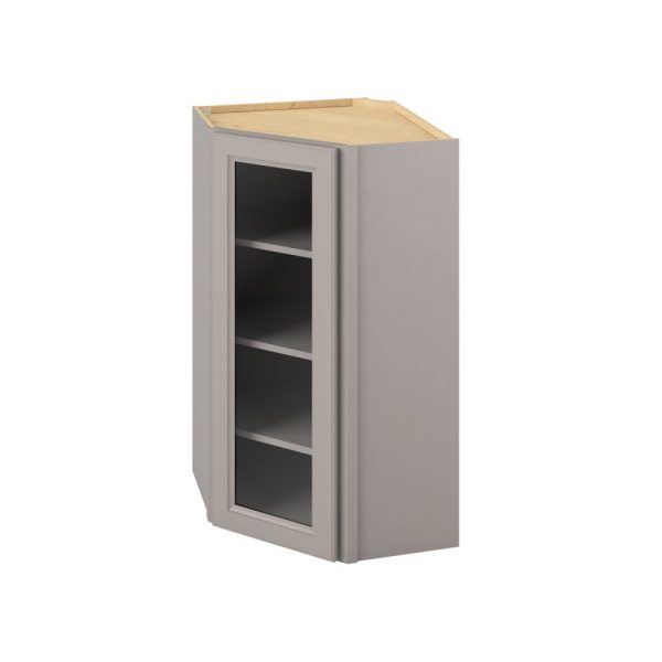 Monaco - 24" x 42" Wall Diagonal Cabinet with Glass Door and Matching Interior, 1 Door, 3 Shelves in Grey MGR-WDC2442MI