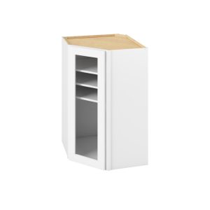 Cooper - 27" x 42" x 15" Wall Diagonal Cabinet with Glass Door and Matching Interior, 1 Door, 3 Shelves in White CWH-WDC274215MI