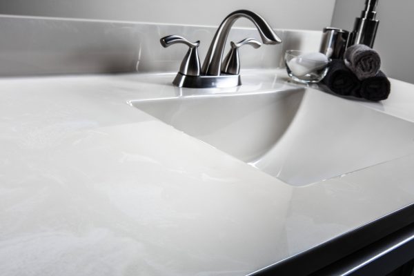 Wolf Home Products Cloud White 25 in x 22 in Single Bowl Recessed Rectangular Vanity with 4 in Faucet Drillings