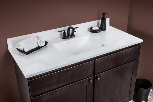 Wolf Home Products Cloud White 25 in x 22 in Single Bowl Recessed Rectangular Vanity with 4 in Faucet Drillings