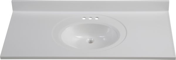 Wolf Home Products Cotton White 73 in x 22 in Double Bowl Recessed Oval Vanity with 4 in Faucet Drillings