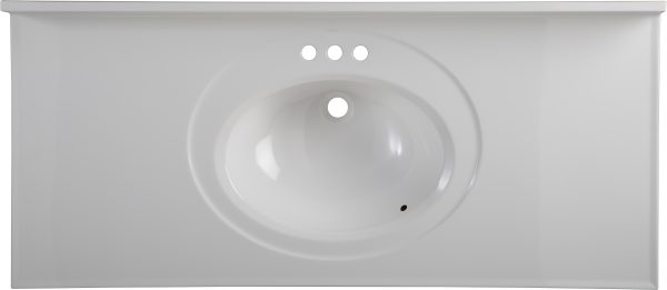 Wolf Home Products Cotton White 73 in x 22 in Double Bowl Recessed Oval Vanity with 4 in Faucet Drillings