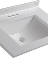 Wolf Home Products Cotton White 25 in x 22 in Single Bowl Recessed Rectangular Vanity with 4 in Faucet Drillings