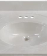 Wolf Home Products Cloud White 61 in x 22 in Single Bowl Recessed Oval Vanity with 4 in Faucet Drillings